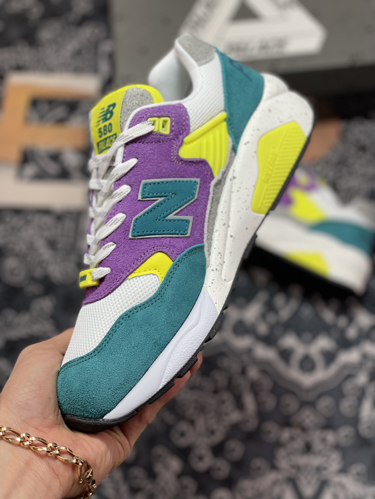 New Balance MRT580 Series Classic Retro Leisure Sports Jogging ”Co-branded Aqua Blue Purple White Bright Yellow” MT580PC2