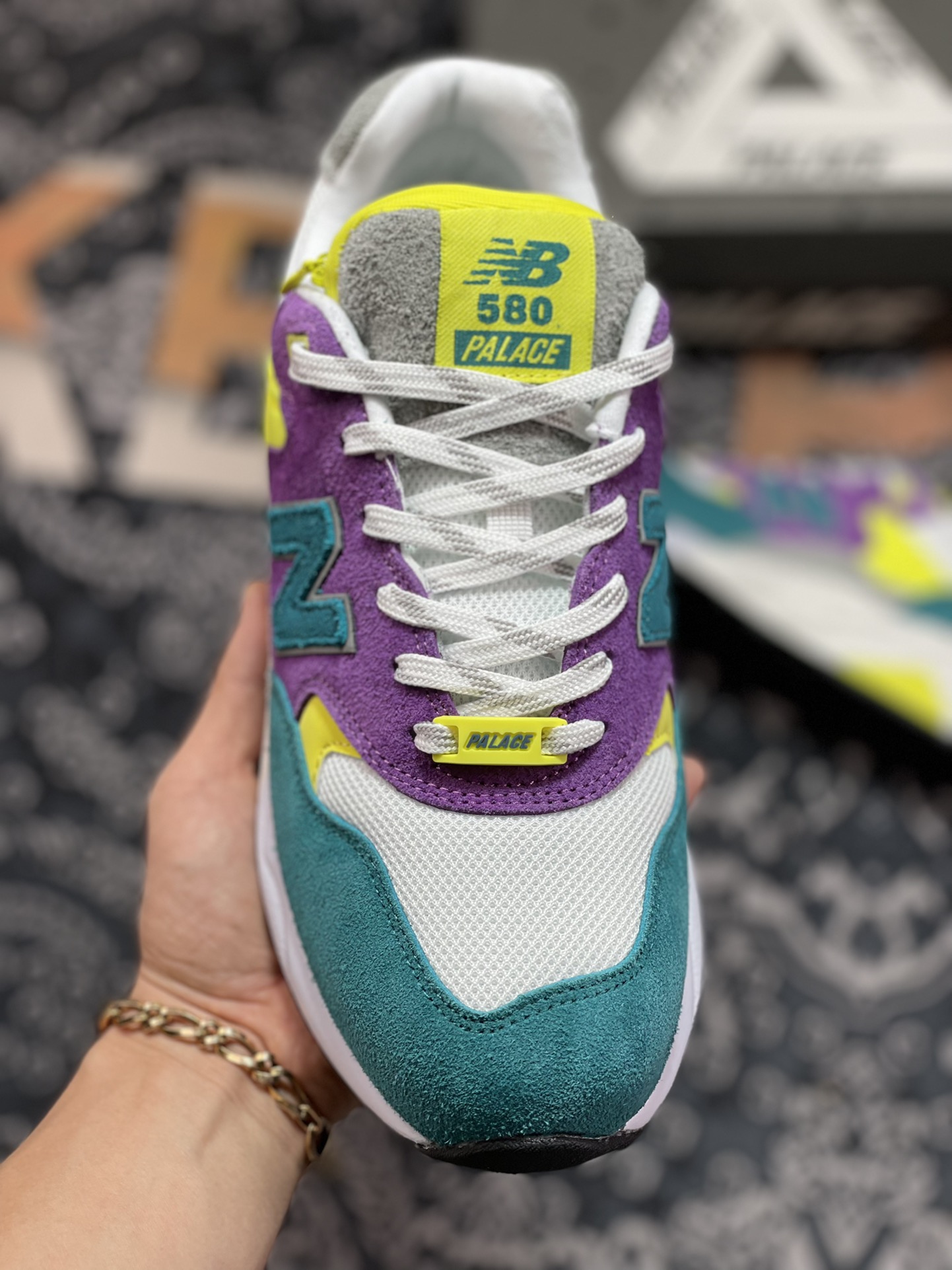 New Balance MRT580 Series Classic Retro Leisure Sports Jogging ”Co-branded Aqua Blue Purple White Bright Yellow” MT580PC2