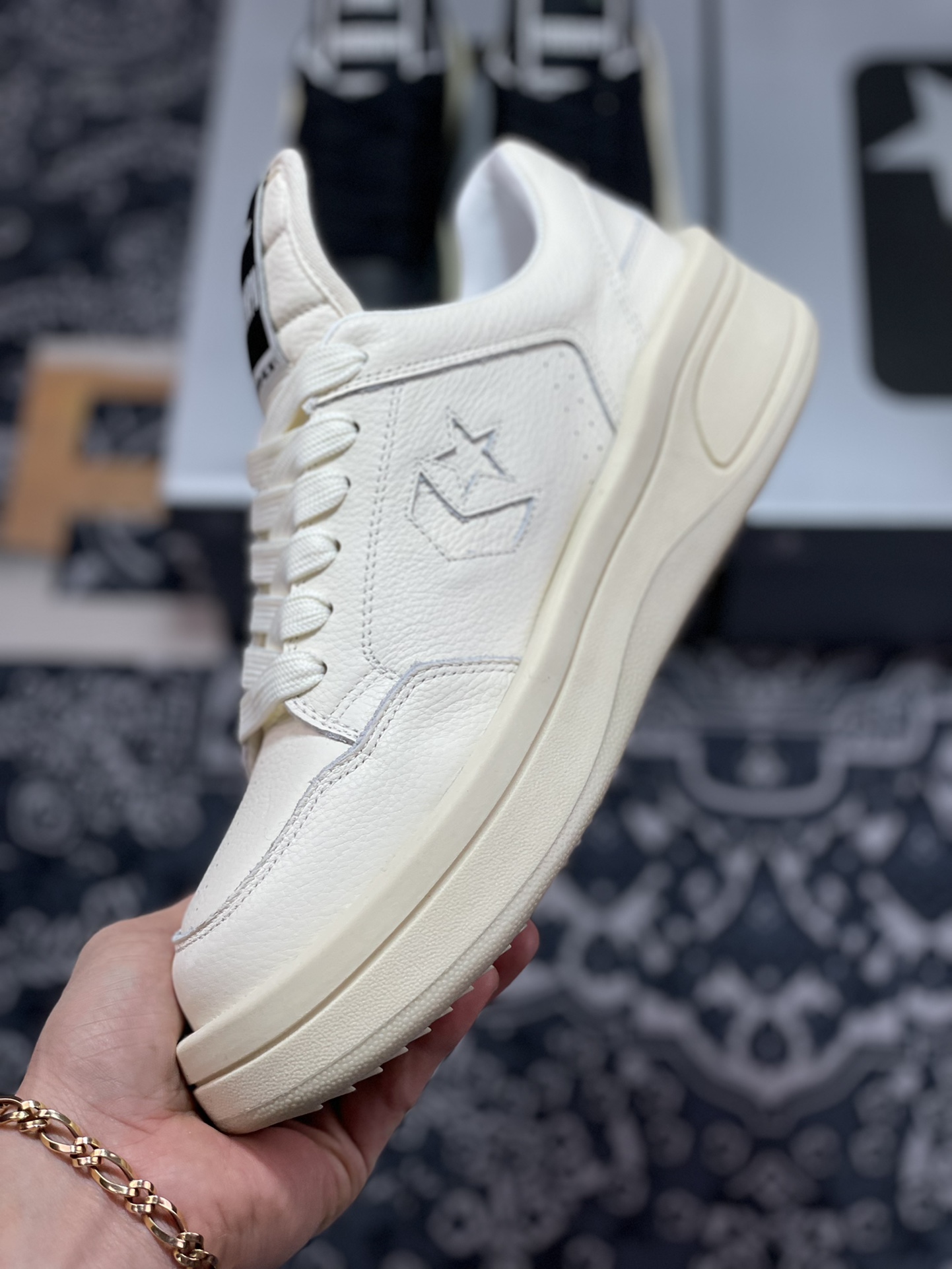 Rick Owens branch brand DRKSHDW x Converse TURBODRK Chuck 70 Low TURBOWPN ”Sail Cloud Cream” modern sneakers ”leather ivory beige white and black” 172343C