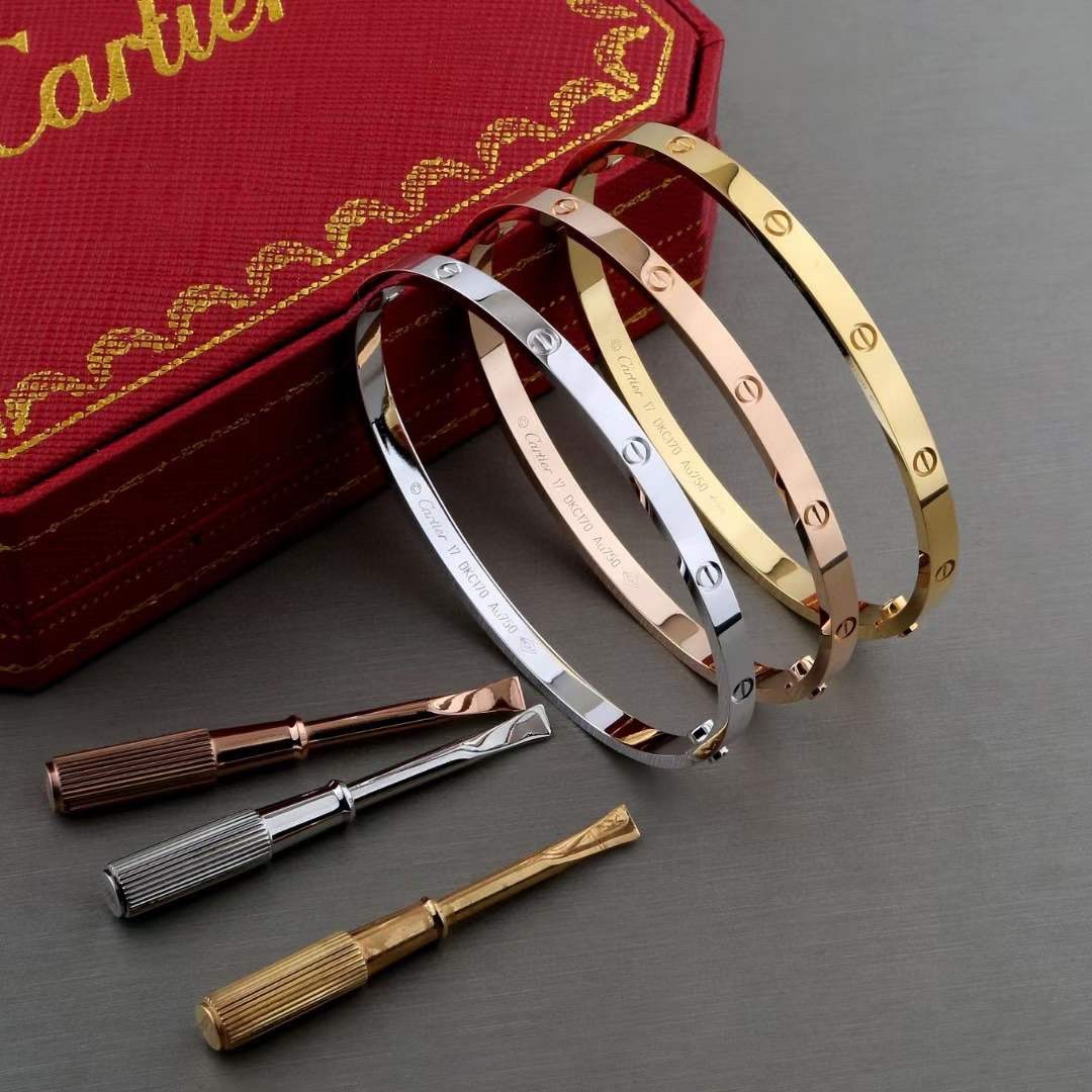 Cartier 卡地亚Cartier 四钻/无钻 宽版love情款侣手镯
