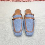 Hermes Shoes Half Slippers Gold Silver Canvas Cowhide Sheepskin Spring/Summer Collection Vintage Mini