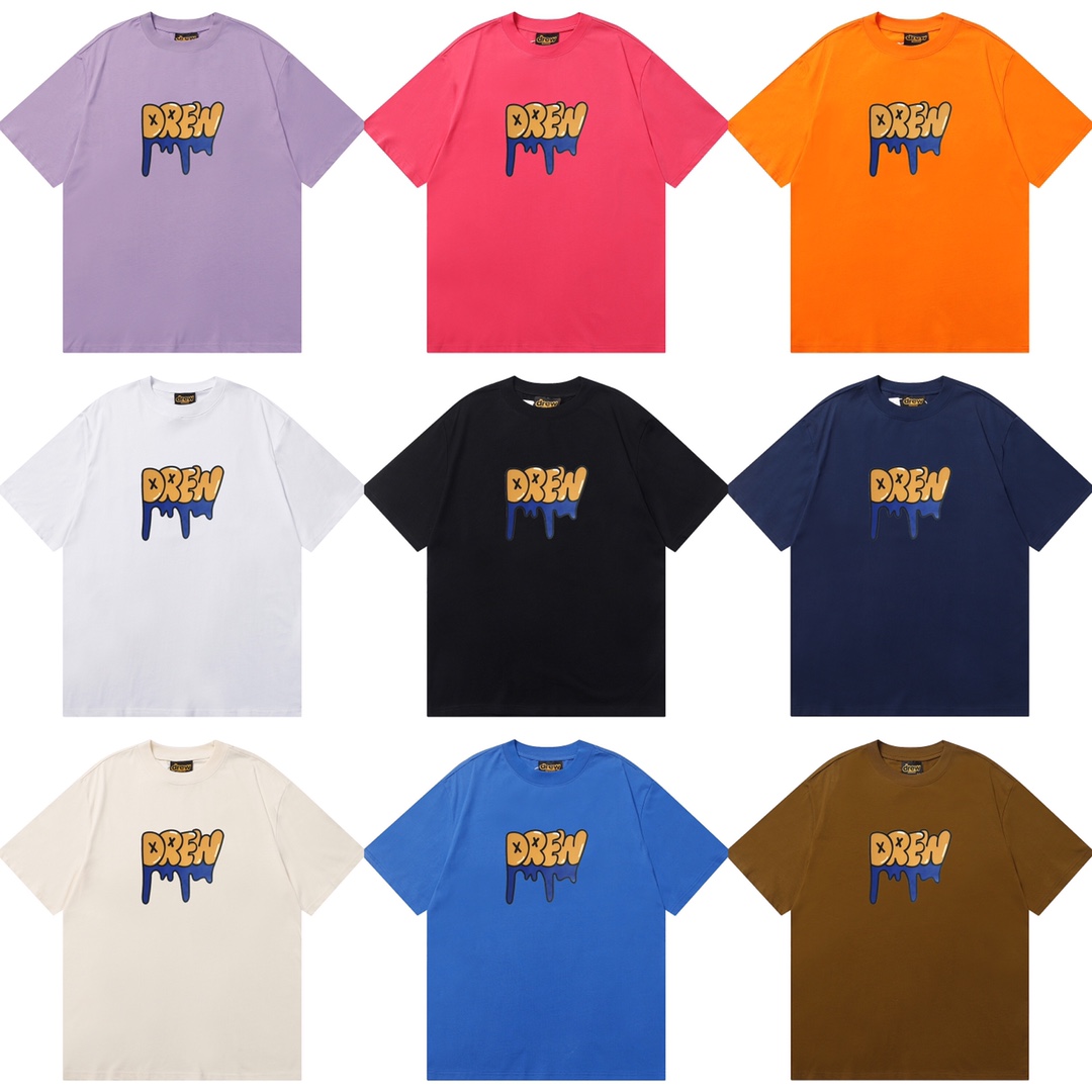 D016 9 colores 2023SS estilo Bieber, sonrisa drew, camiseta de manga corta de algodón puro de estilo urbano h…