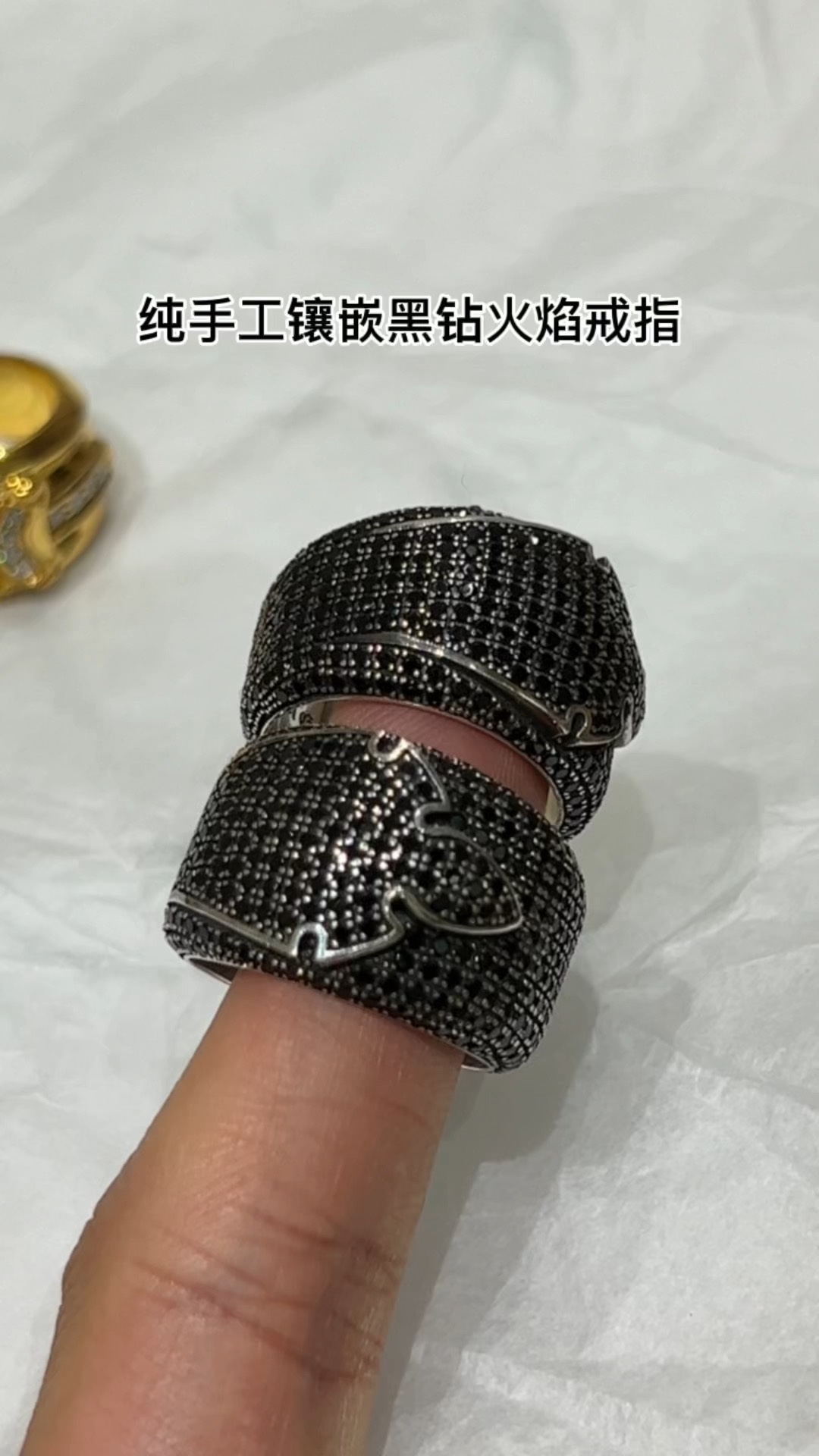 Ring, gold-plated diamond custom, 925 silver diamond custom