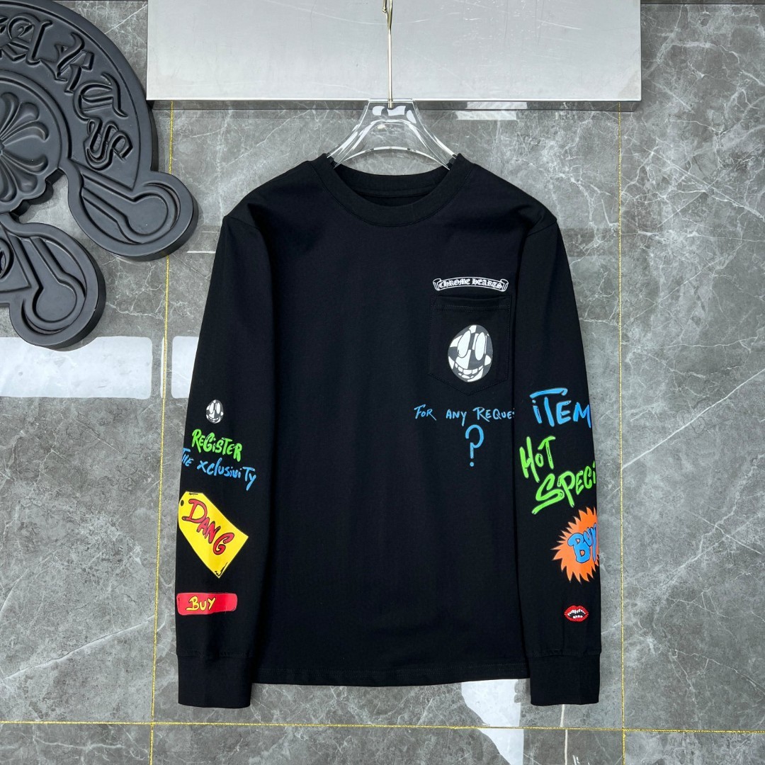 Chrome Hearts Clothing T-Shirt Black Long Sleeve