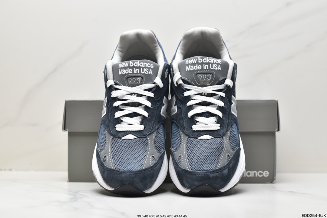 New BalanceNB Made in USA MR993 series of American-made running shoes ”Navy Blue Gray Silver” MR993NV