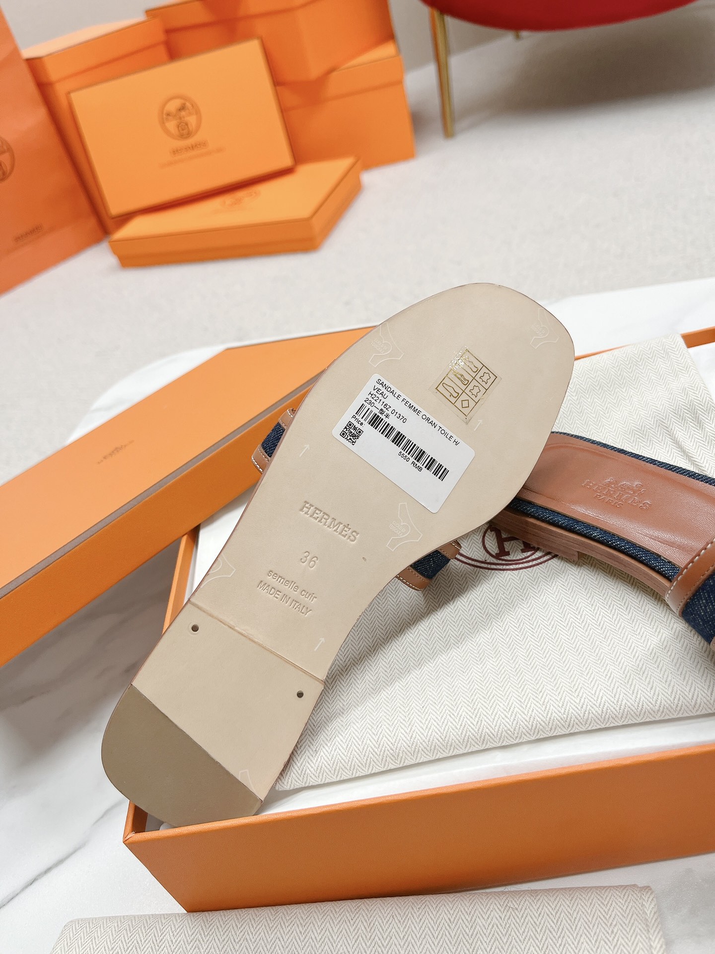 Hermes Women's Sandal - Iconic 'H' Design, Denim and Leather, Spring 2022 Collection 10 i1678726962 3822 8