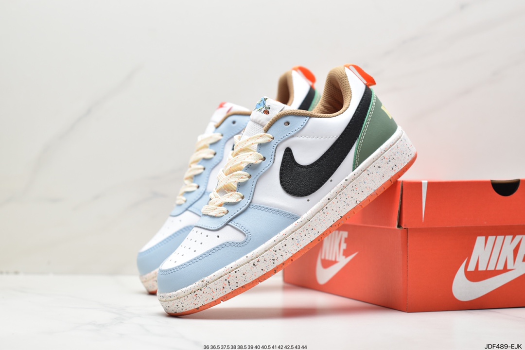 125 Nike Court Borough Low 2”White/Lake Green”学院系列休闲运动皮革板鞋BQ5448-113