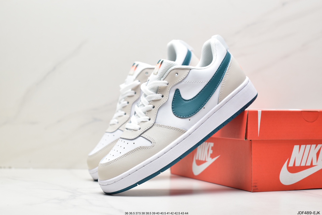 125 Nike Court Borough Low 2”White/Lake Green”学院系列休闲运动皮革板鞋BQ5448-113