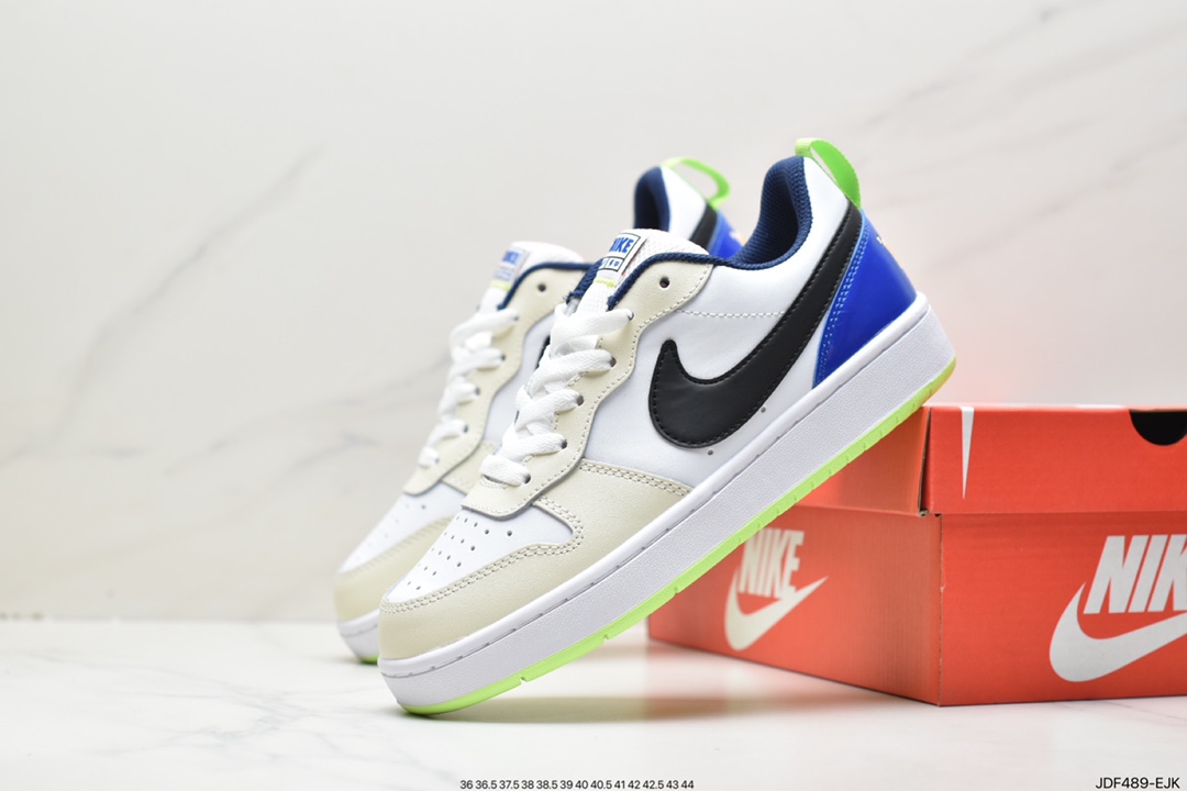 125 Nike Court Borough Low 2”White/Lake Green”学院系列休闲运动皮革板鞋BQ5448-113