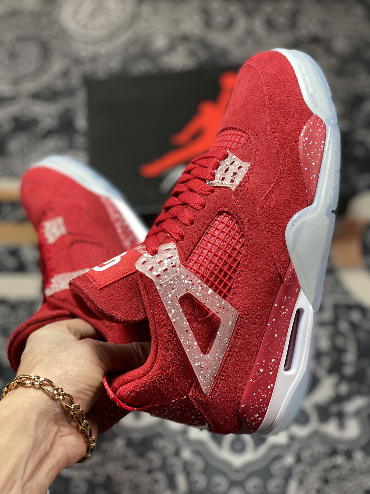 320  S版 Air Jordan 4 Retro 大红麂皮乔丹篮球鞋系列 AJ4-904282&CT8527-600