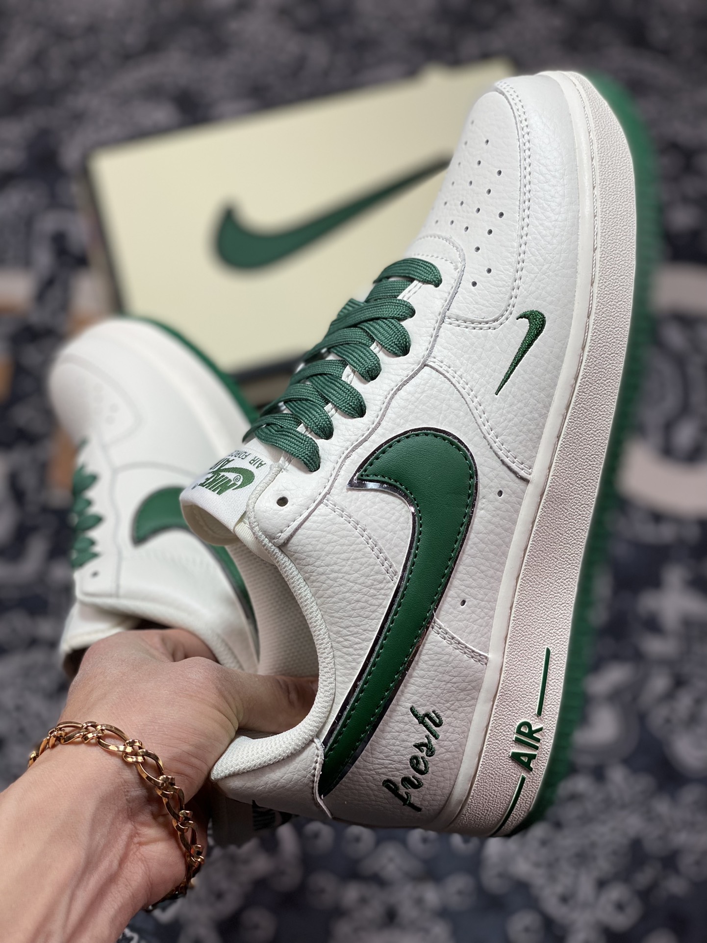 260  Nike Air Force 1’07 Low”White/Green/Silver”空军一号板鞋“皮革白深绿银小钩”BM1996-066