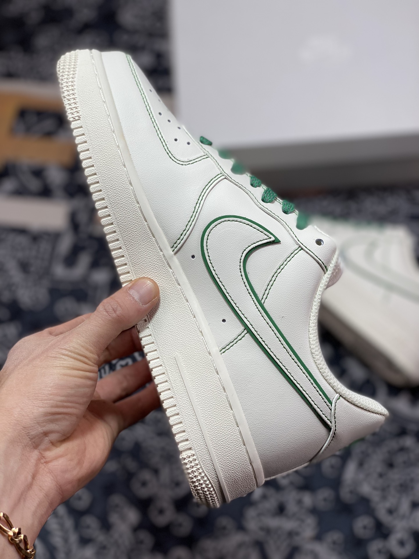 220  Nike Air Force 1'07 Low”Milk White/Green”空军一号板鞋“皮革米白深绿车线”315122-505