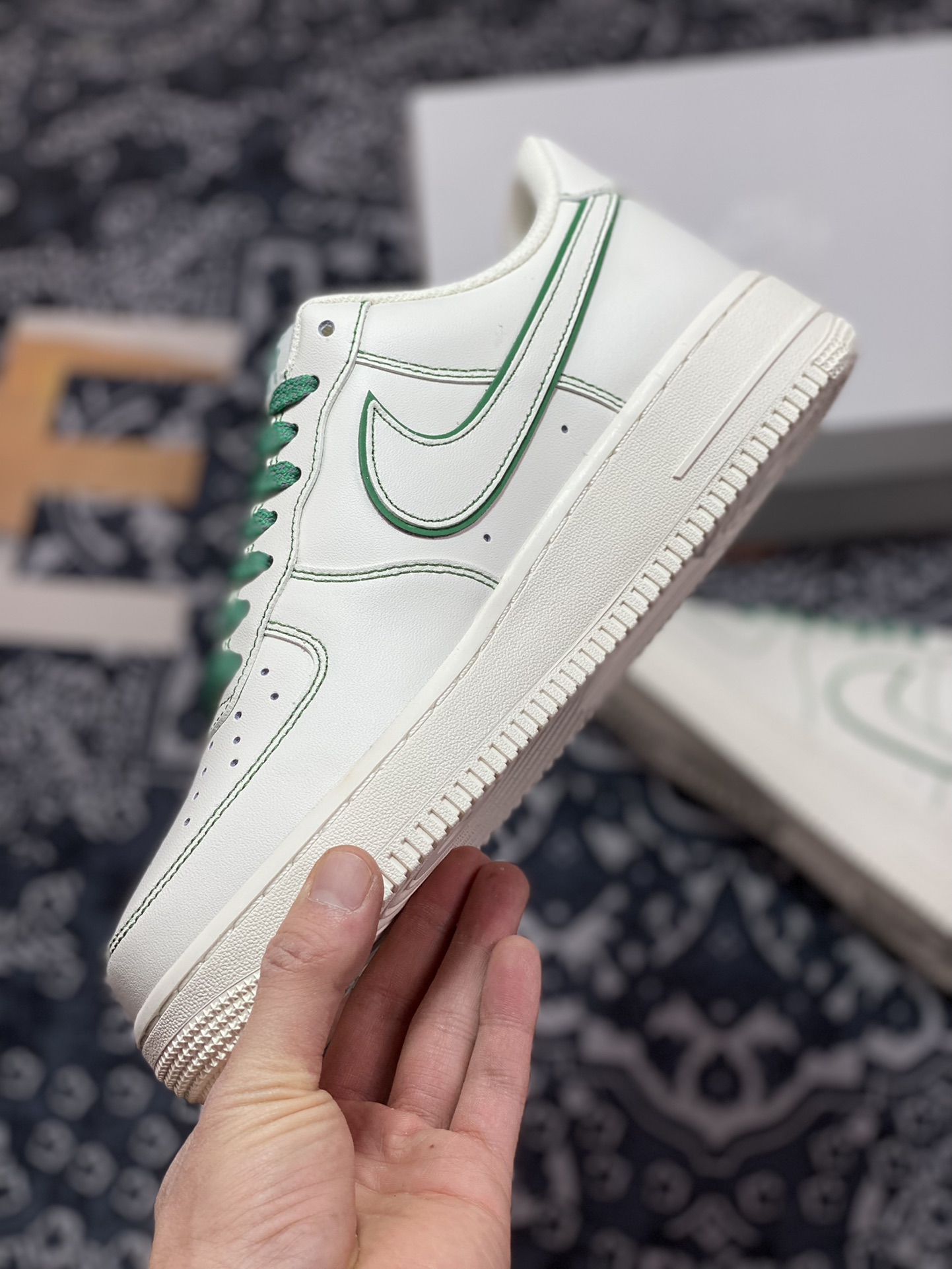 220  Nike Air Force 1'07 Low”Milk White/Green”空军一号板鞋“皮革米白深绿车线”315122-505
