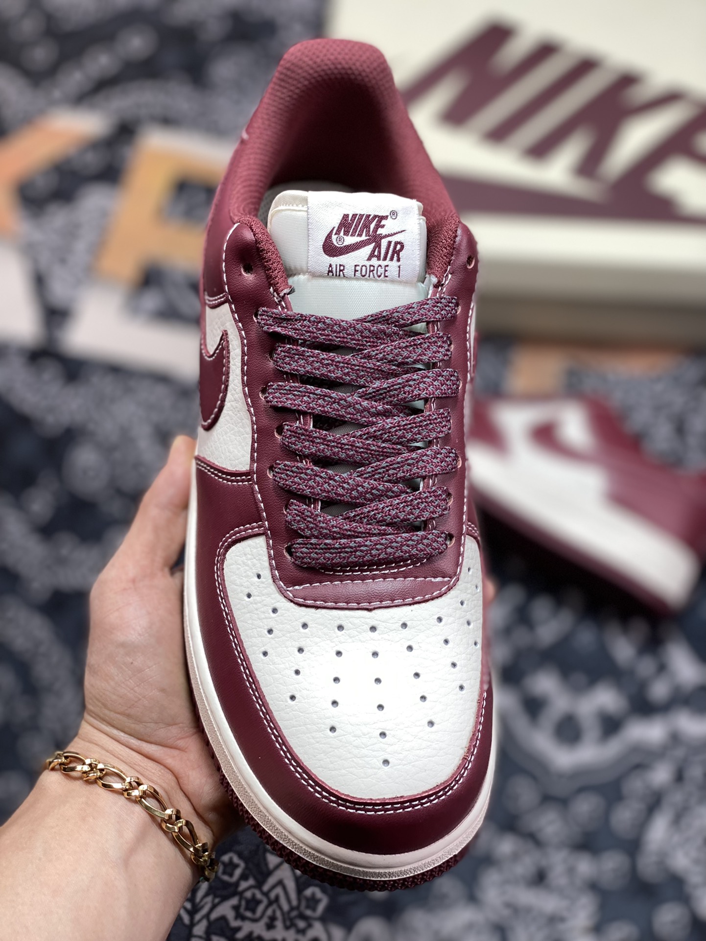 220  Nike Air Force 1’07”Team Red/Bordeaux”空军一号板鞋“米白波尔多玫红”JH6969-281