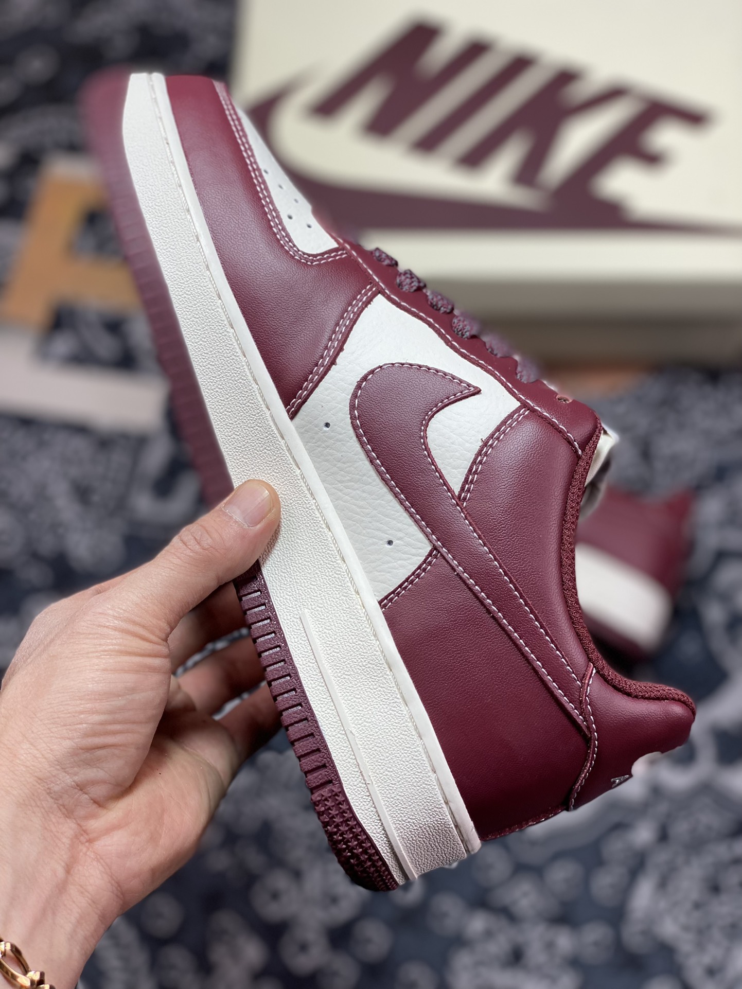 220  Nike Air Force 1’07”Team Red/Bordeaux”空军一号板鞋“米白波尔多玫红”JH6969-281