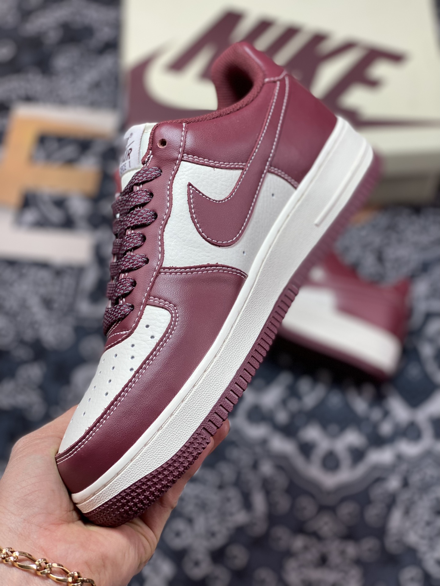 220  Nike Air Force 1’07”Team Red/Bordeaux”空军一号板鞋“米白波尔多玫红”JH6969-281