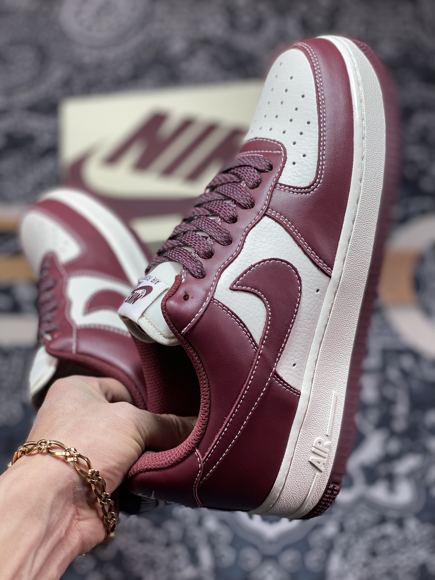 220  Nike Air Force 1’07”Team Red/Bordeaux”空军一号板鞋“米白波尔多玫红”JH6969-281