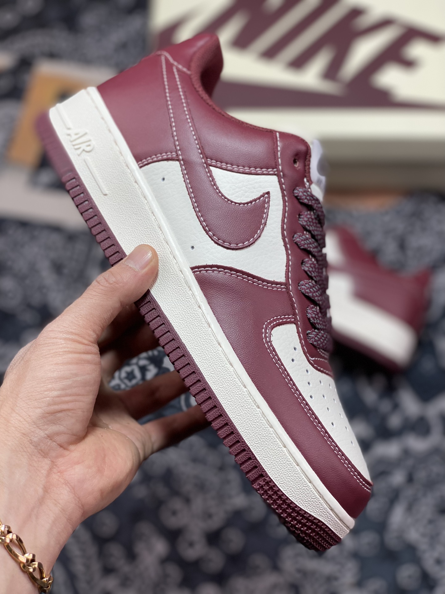 220  Nike Air Force 1’07”Team Red/Bordeaux”空军一号板鞋“米白波尔多玫红”JH6969-281