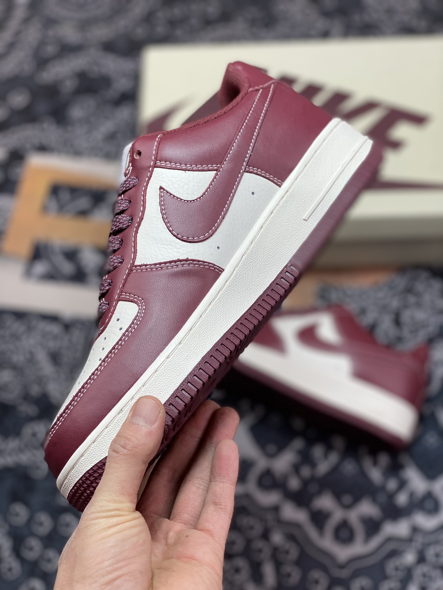 220  Nike Air Force 1’07”Team Red/Bordeaux”空军一号板鞋“米白波尔多玫红”JH6969-281