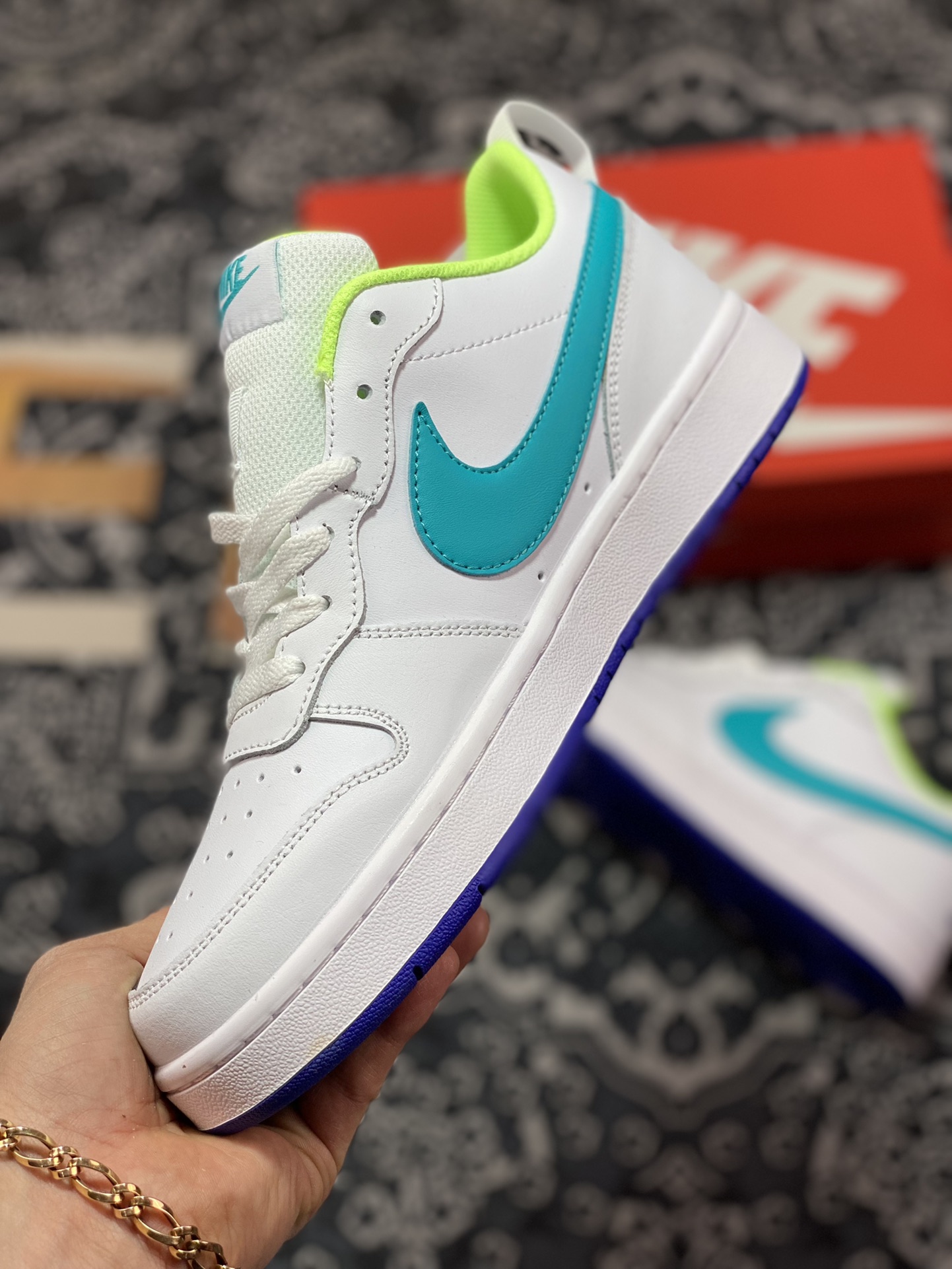 200 Nike Court Borough Low 2”White/Blue/Volt/Purple”学院系列“皮革白薄荷蓝亮绿紫”BQ5448-105