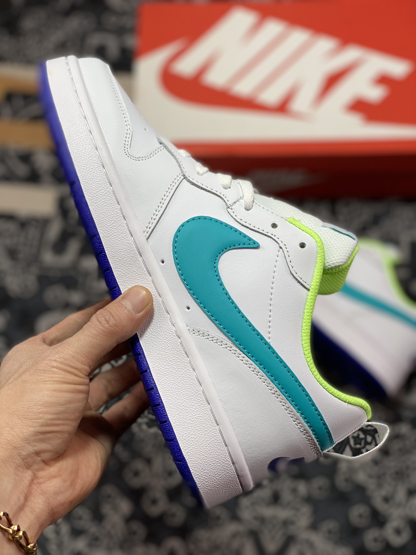 200 Nike Court Borough Low 2”White/Blue/Volt/Purple”学院系列“皮革白薄荷蓝亮绿紫”BQ5448-105