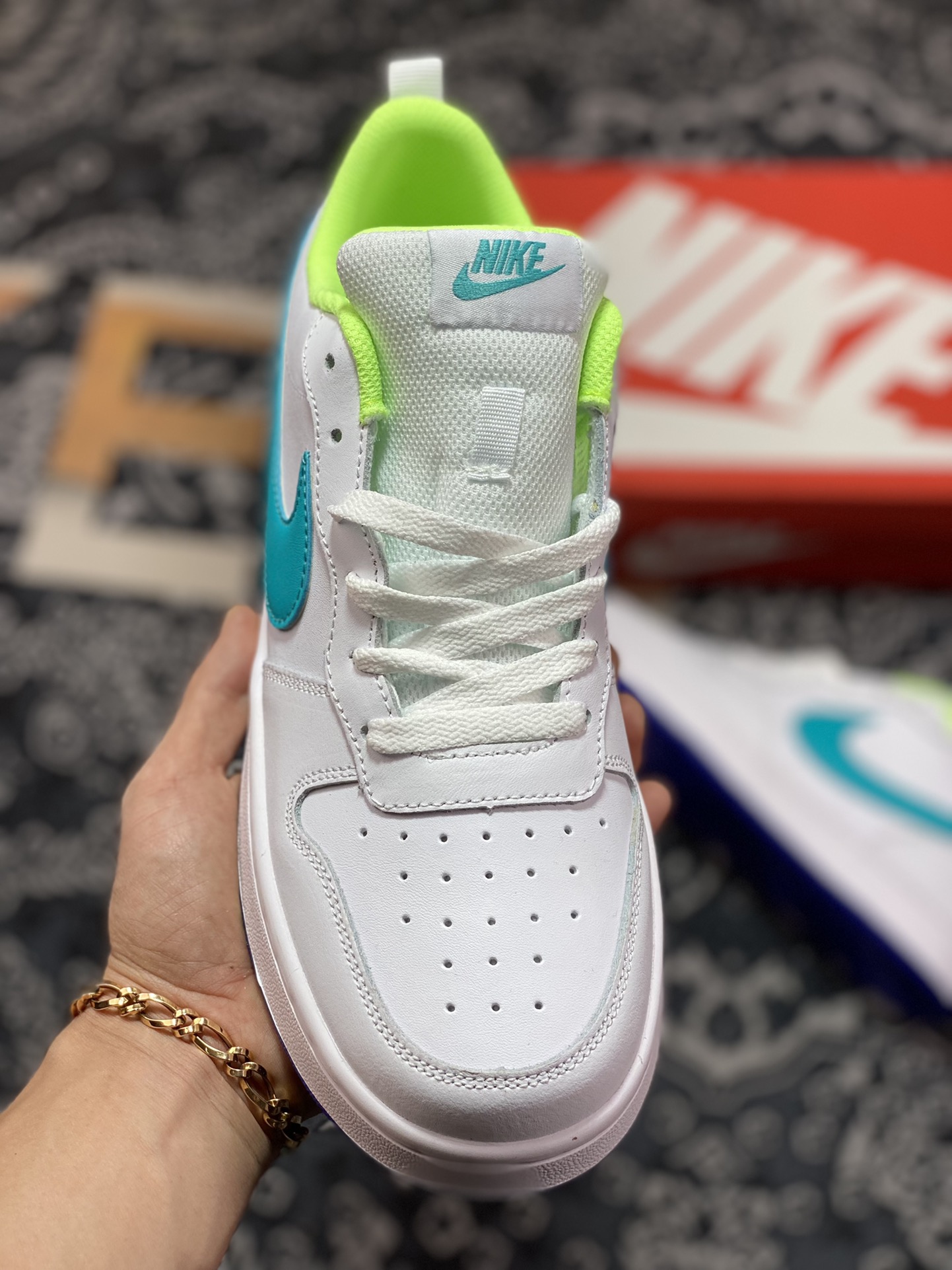200 Nike Court Borough Low 2”White/Blue/Volt/Purple”学院系列“皮革白薄荷蓝亮绿紫”BQ5448-105