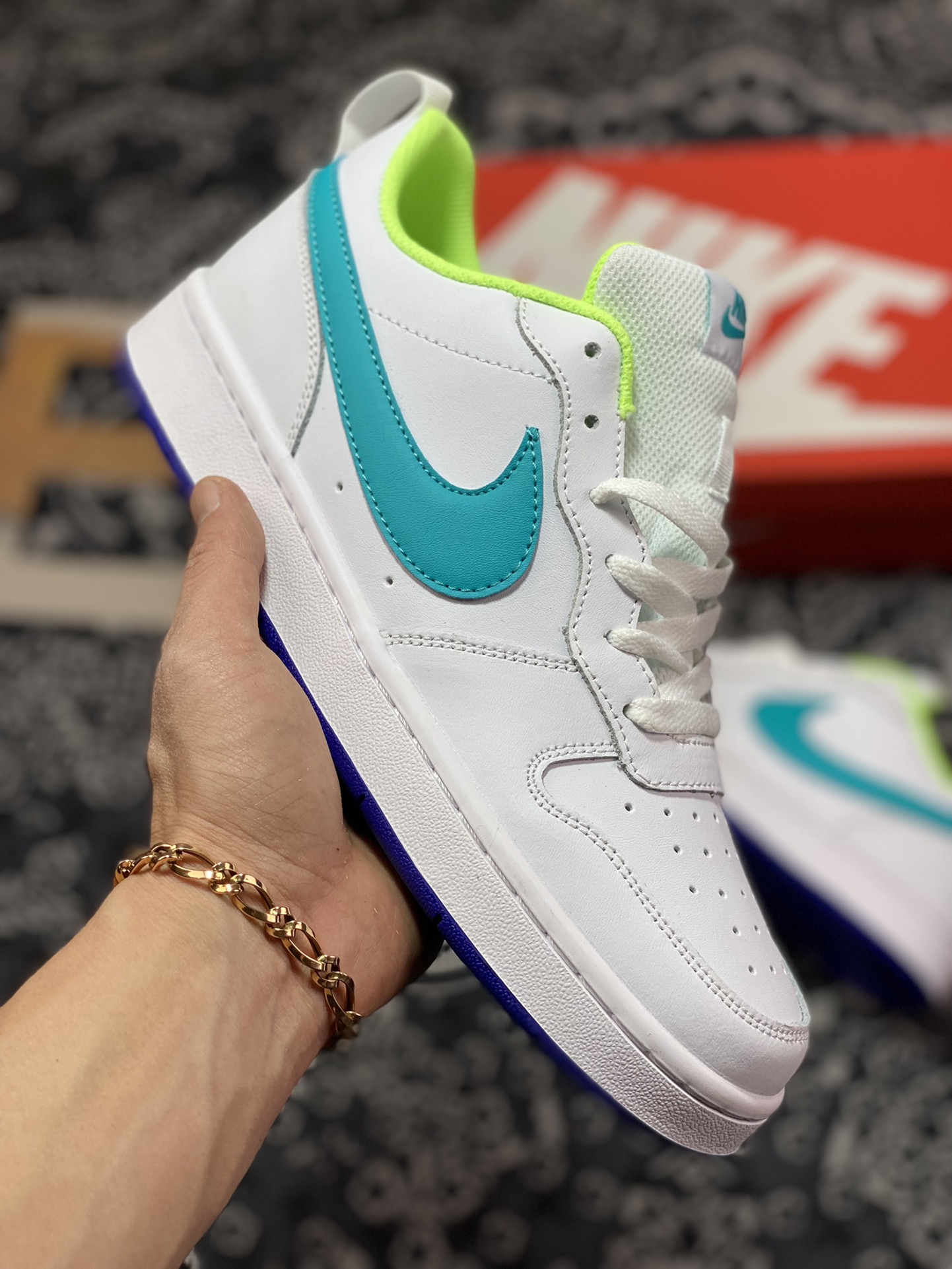 200 Nike Court Borough Low 2”White/Blue/Volt/Purple”学院系列“皮革白薄荷蓝亮绿紫”BQ5448-105