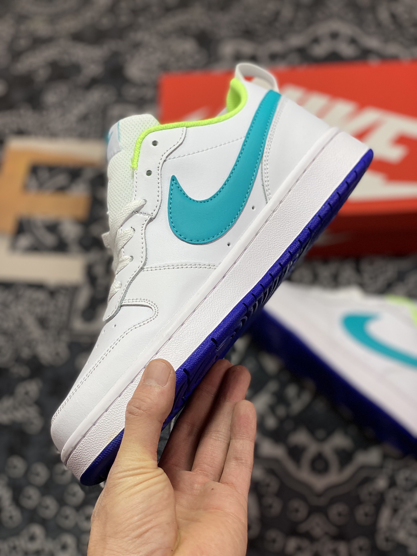 200 Nike Court Borough Low 2”White/Blue/Volt/Purple”学院系列“皮革白薄荷蓝亮绿紫”BQ5448-105