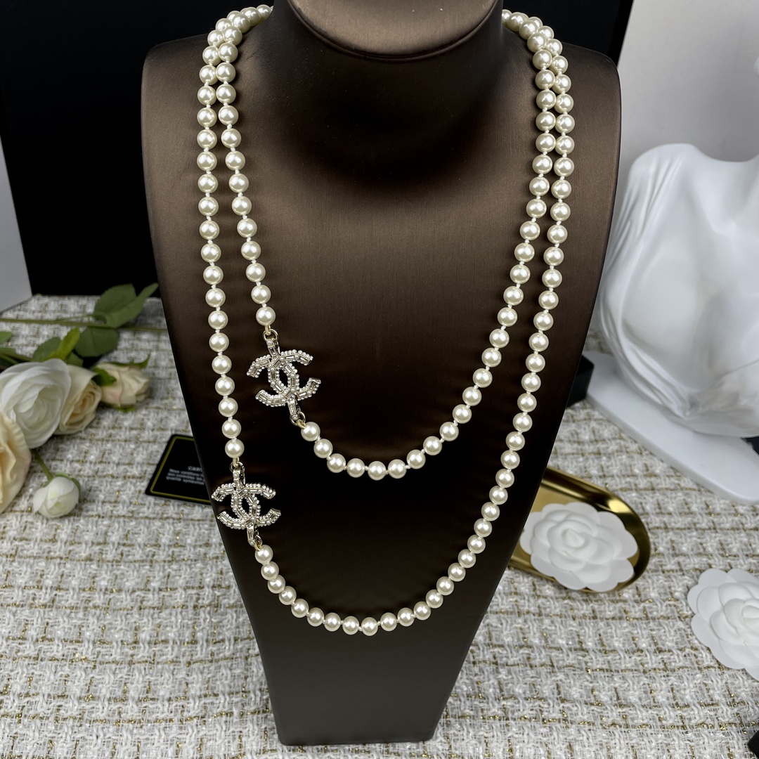 NO:104118,Ch@nel new square diamond double C long pearl sweater chain, Chanel necklace, chanel, sweaters, necklace19860909Ch@nel新款方钻双C长款珍珠毛衣链,香奈儿项链,chanel,sweaters,necklace,Jewelry
