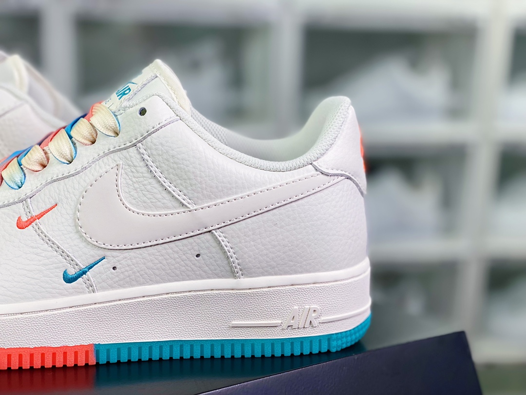 260 Air Force 1’07 QS Low”Summit White/New York Knicks/ Swooshes”空军一号经典低帮板鞋“米白蓝橙渐变迷你双钩子”CT1989-105