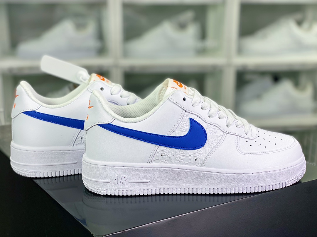 200 Air Force 1'07 Low”Royal Blue/Hoops”空军一号低帮板鞋“白压花篮球宝蓝钩子”FD0667-100