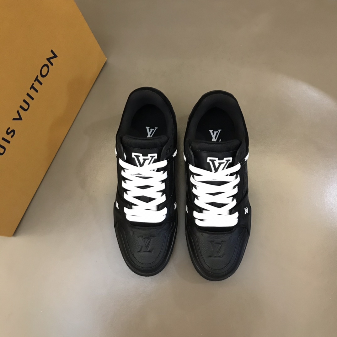 Louis Vuitton Shoes Sneakers Splicing Men Cowhide Rubber Vintage Sweatpants