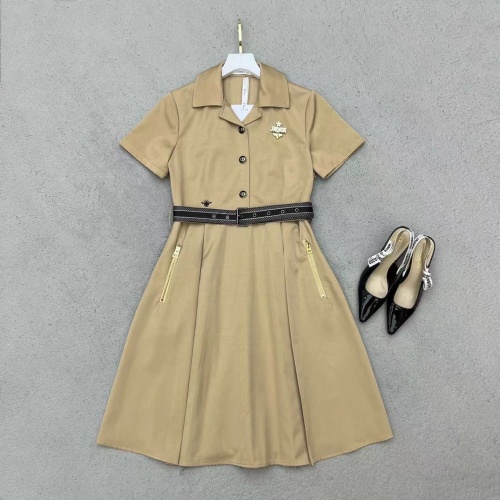 Dior Spring/Summer Lapel Dress with CD Brooch & Pleated Skirt - Elegant & Chic 1 Dior Spring/Summer Lapel Dress with CD Brooch & Pleated Skirt - Elegant & Chic