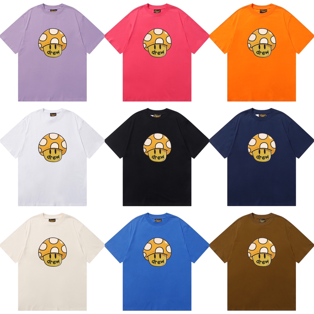 D034 9 colores 2023SS estilo Bieber, sonrisa drew, camiseta de manga corta de algodón puro de estilo urbano holgado con…