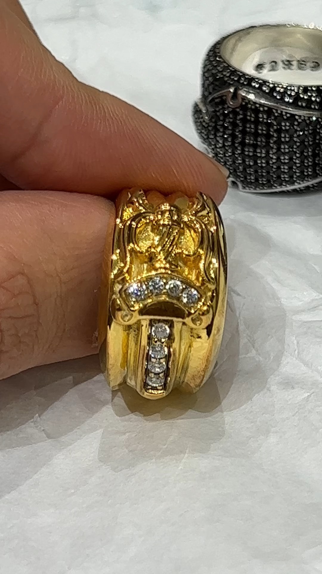 Ring, Custom Gold-Plated Diamond Setting
