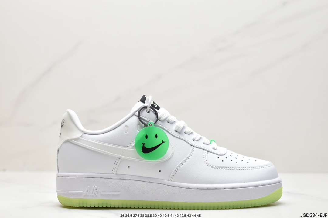 180 耐克 Nike Air Force 1 Low “Have A Nike Day”笑脸夜光空军一号低帮休闲板鞋CT3228-100