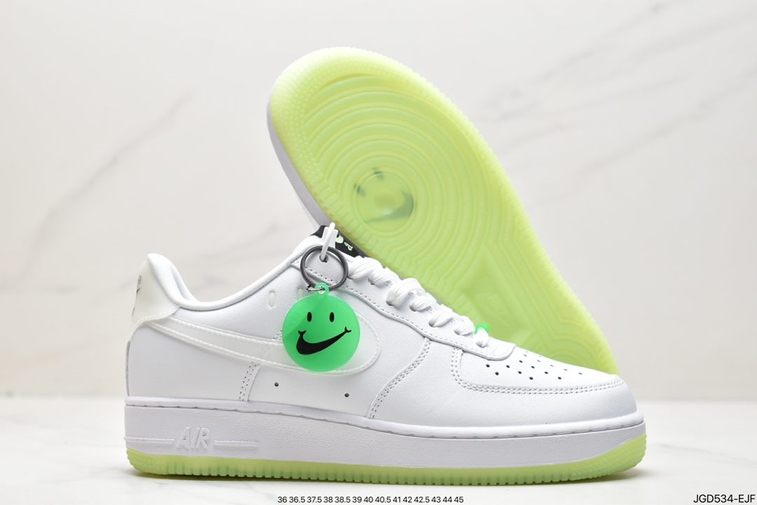 180 耐克 Nike Air Force 1 Low “Have A Nike Day”笑脸夜光空军一号低帮休闲板鞋CT3228-100