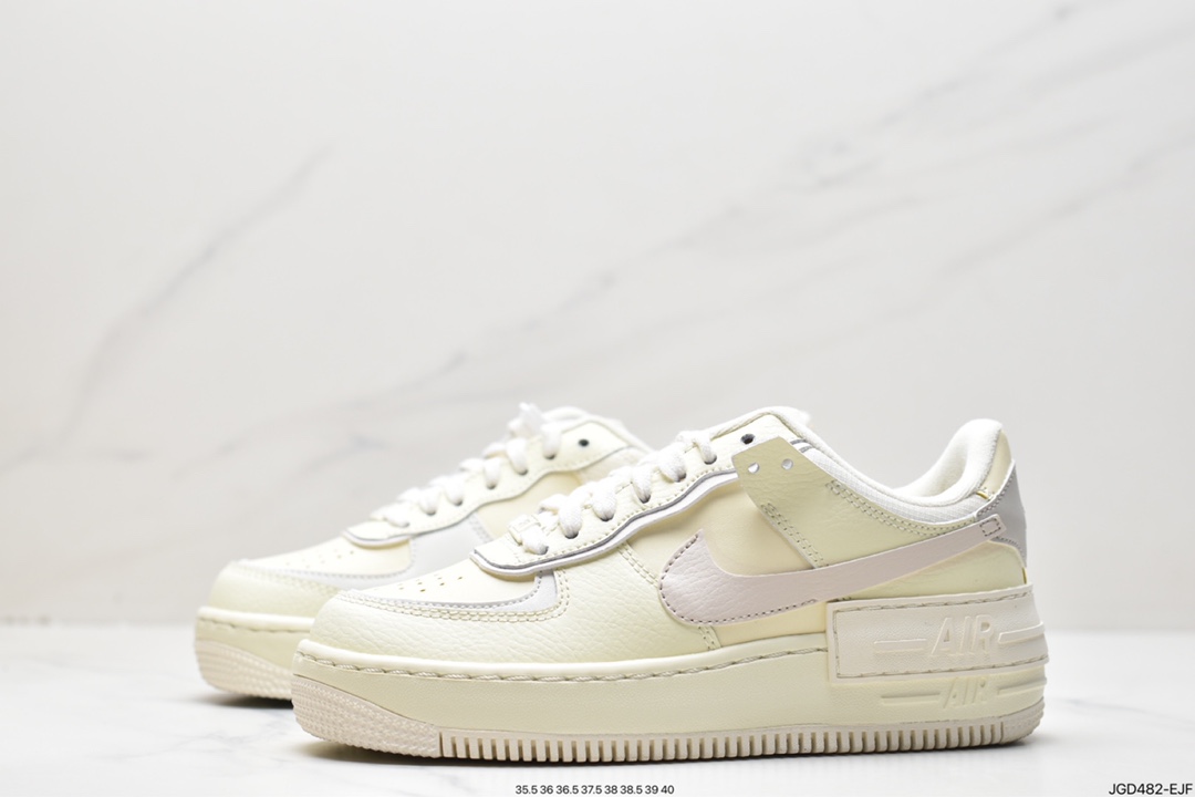180 Nike Air Force 1 Shadow 米黄白新配色轻量增高低帮百搭板鞋CU8591-102