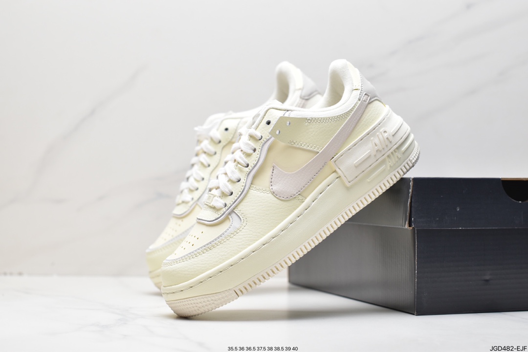 180 Nike Air Force 1 Shadow 米黄白新配色轻量增高低帮百搭板鞋CU8591-102