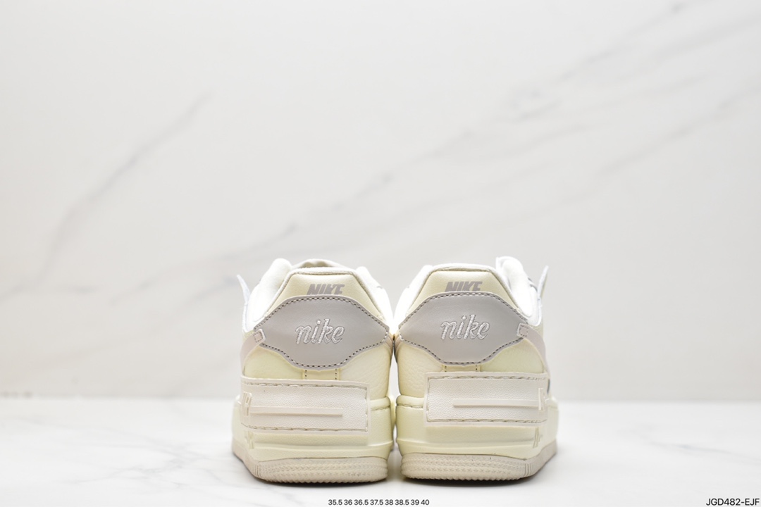 180 Nike Air Force 1 Shadow 米黄白新配色轻量增高低帮百搭板鞋CU8591-102