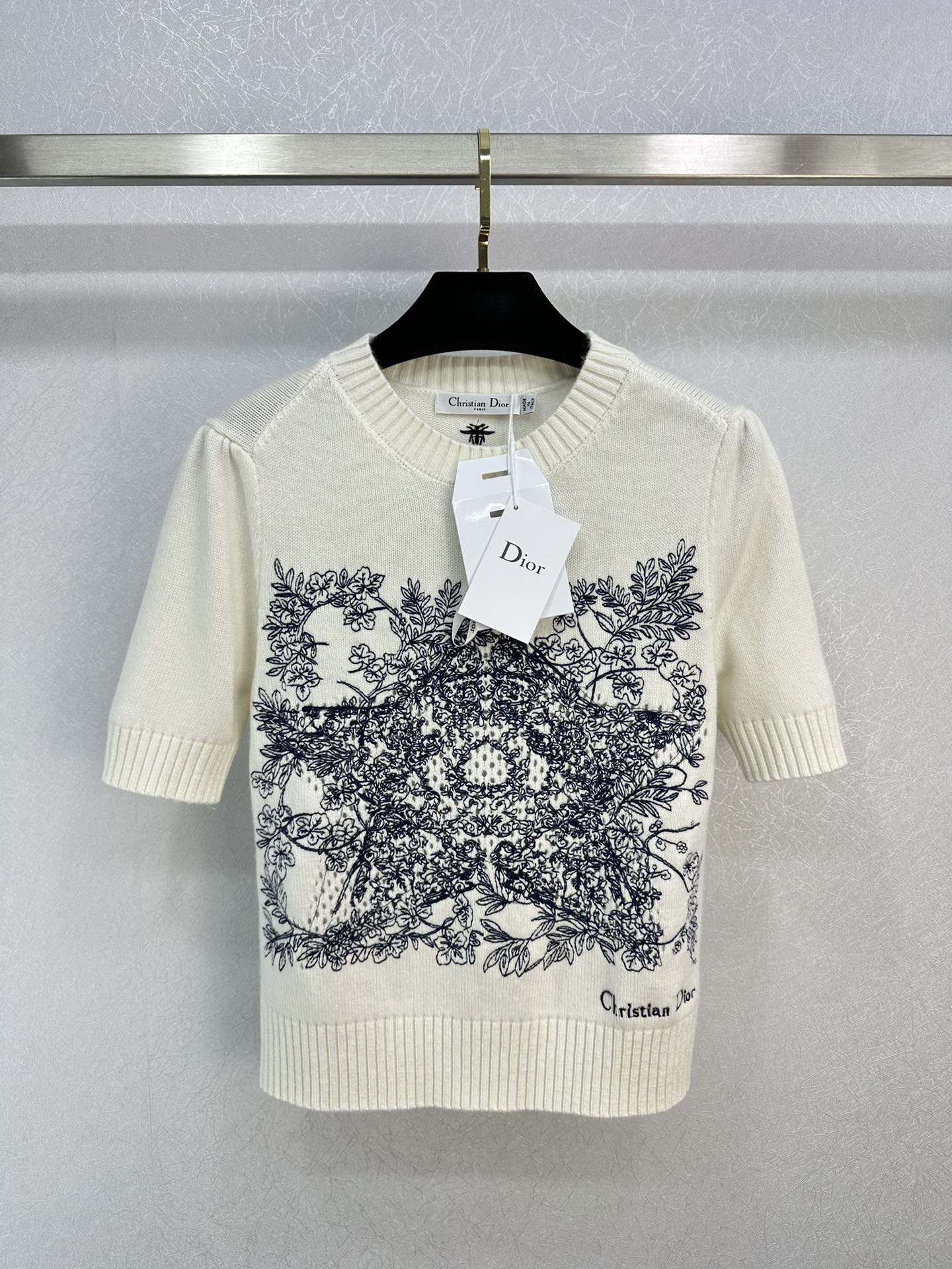 Dior Clothing Sweatshirts White Embroidery Cashmere Spring Collection