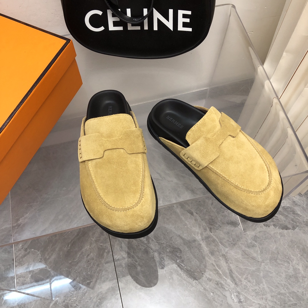 Vendita in Cina
 Hermes Scarpe Pantofole Mezze Pelle di pecora Collezione estiva