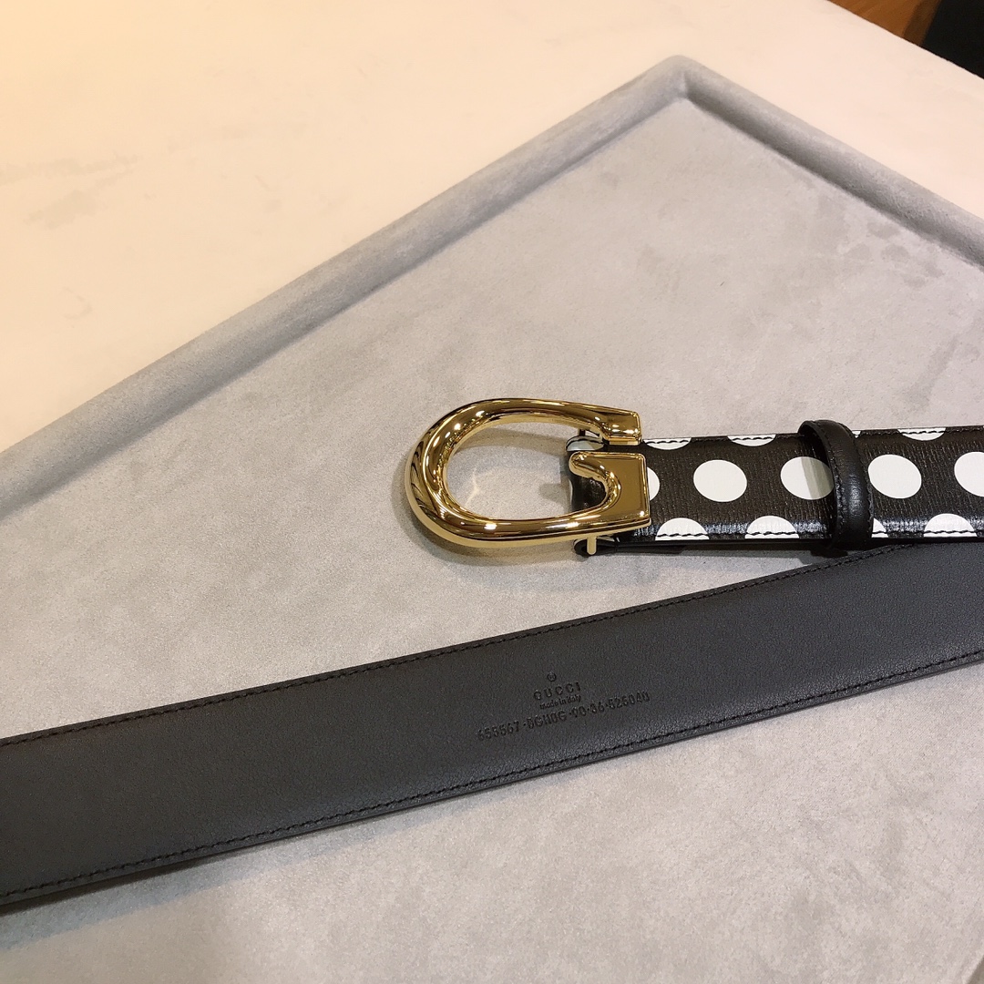 新款古奇ＧＵＣＣＩ进口小牛皮黑白波点