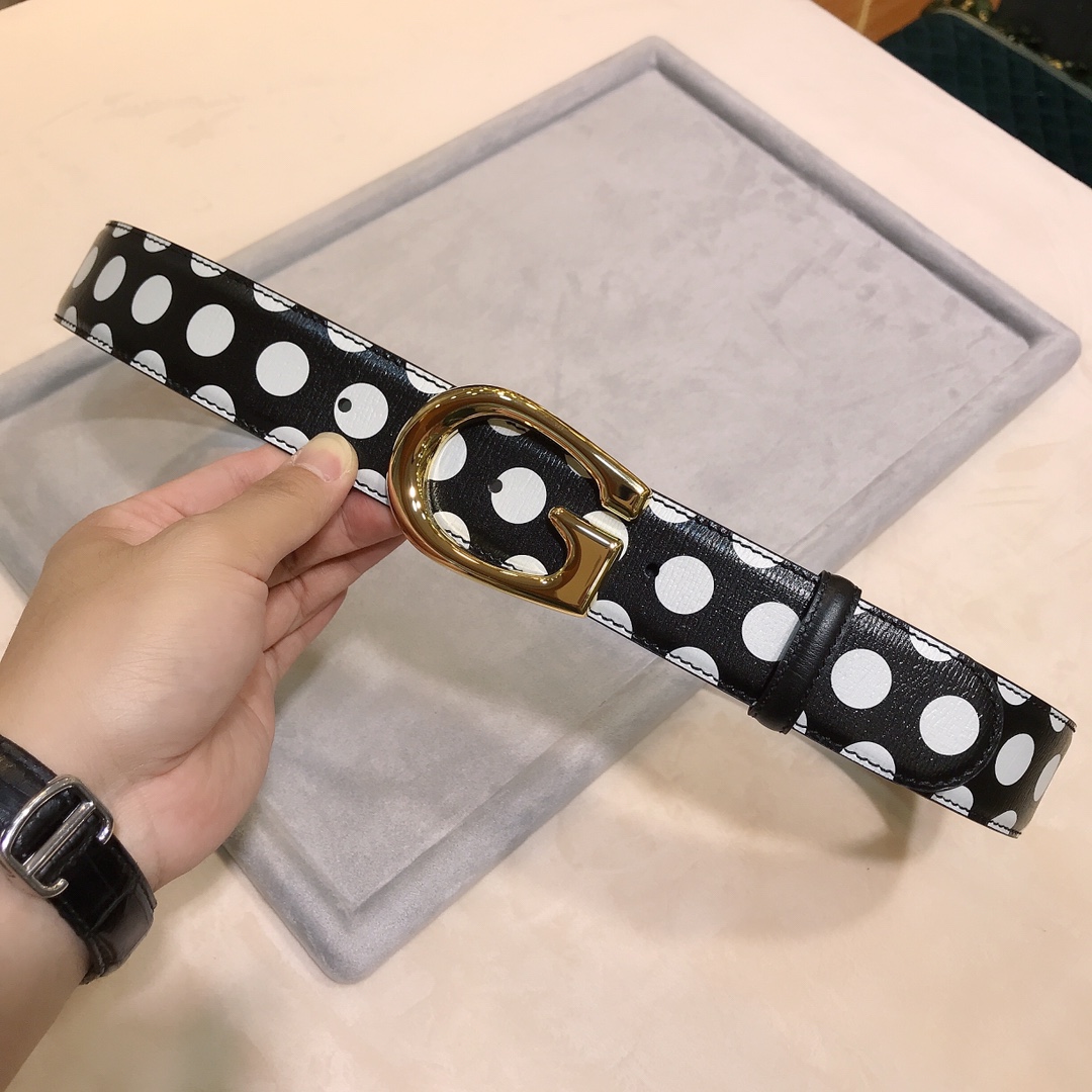 新款古奇ＧＵＣＣＩ进口小牛皮黑白波点