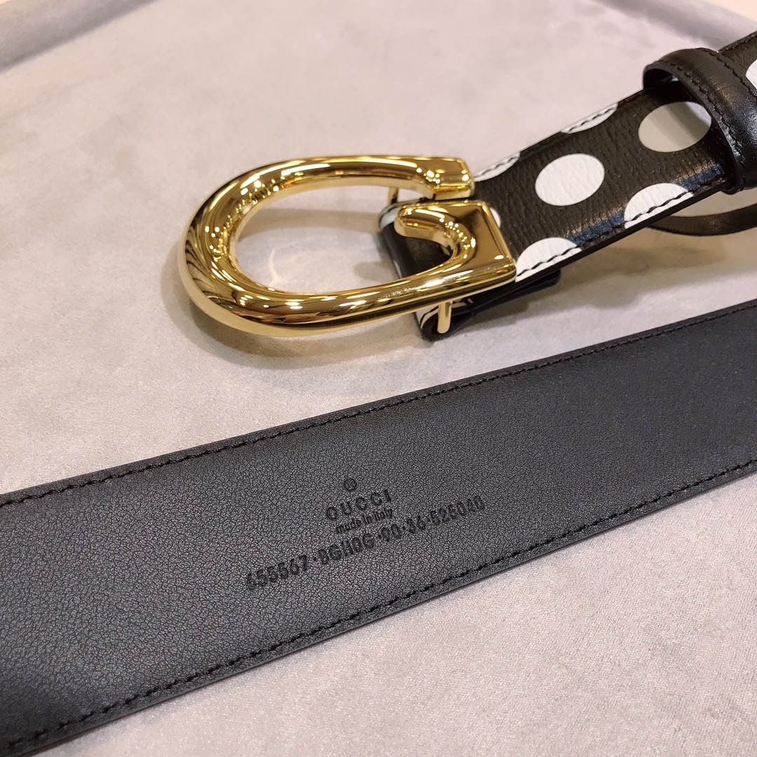 新款古奇ＧＵＣＣＩ进口小牛皮黑白波点