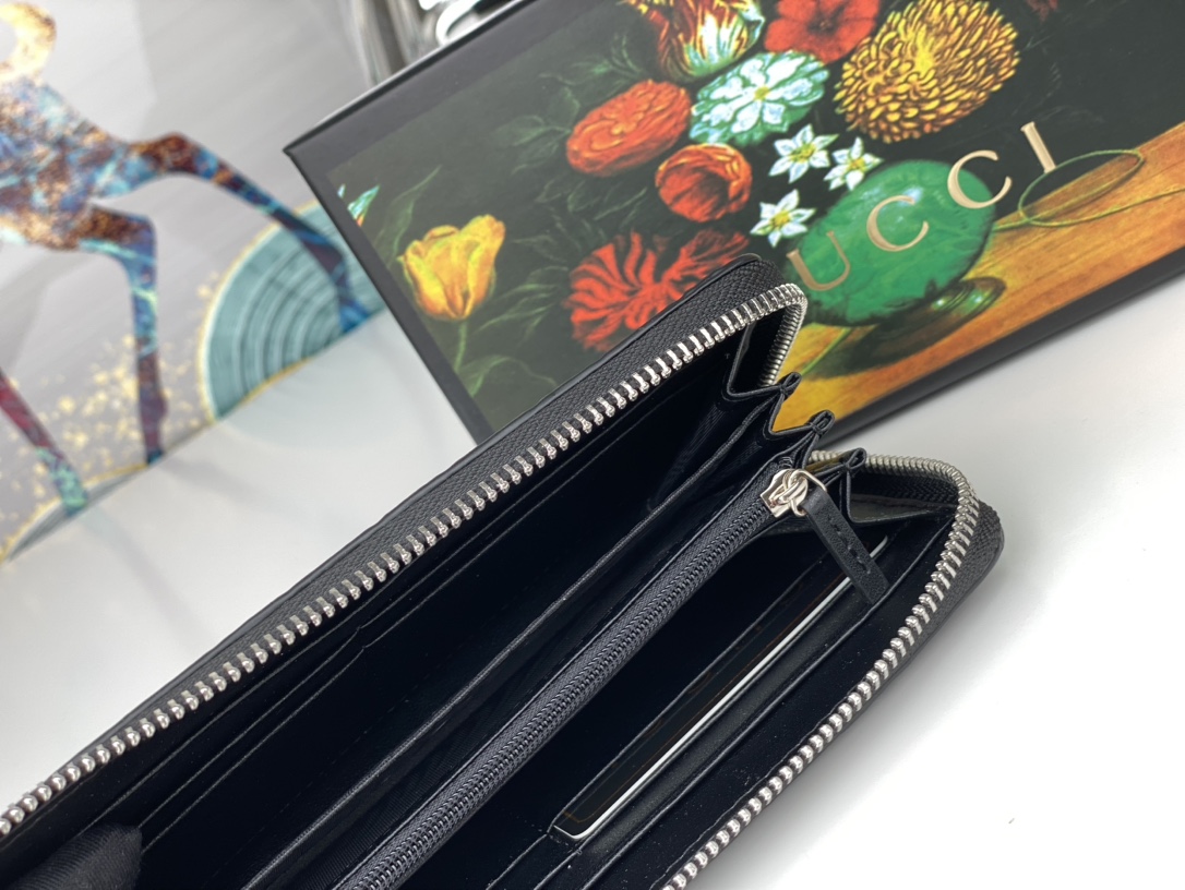 Gucci Guccissima Zip Around Wallet Black Long everyday