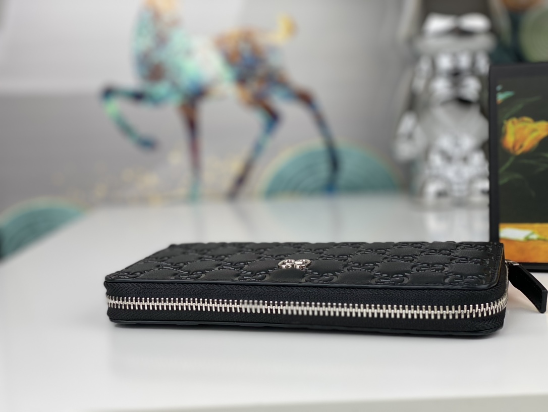 Gucci Guccissima Zip Around Wallet Black Long everyday