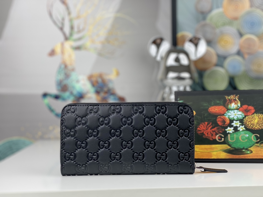 Gucci Guccissima Zip Around Wallet Black Long everyday