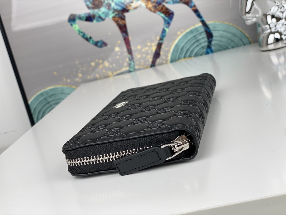 Gucci Guccissima Zip Around Wallet Black Long everyday