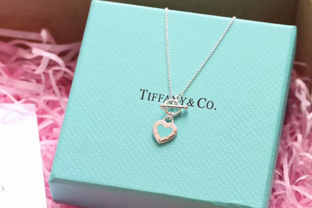 Tiffany & Co. Tiffany&Co.珐琅心形针扣锁骨项链 925纯银